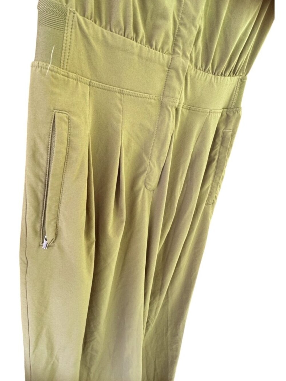 Athleta Brooklyn Wide Leg Jumpsuit Olive Green Sleeveless Mock Neck Utility Sz 2 - Picture 10 of 13